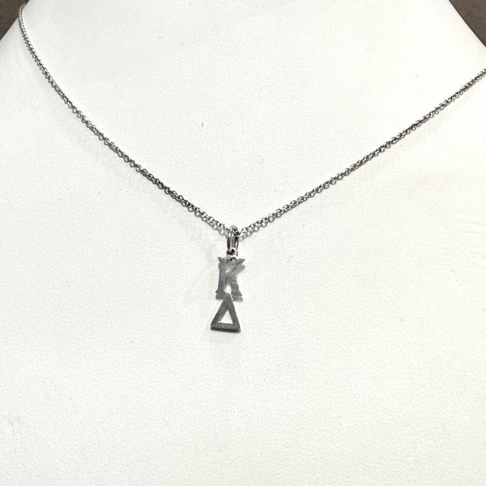 Sterling Silver Kappa Delta Sorority Lavalier Charm Pendant Chain Necklace